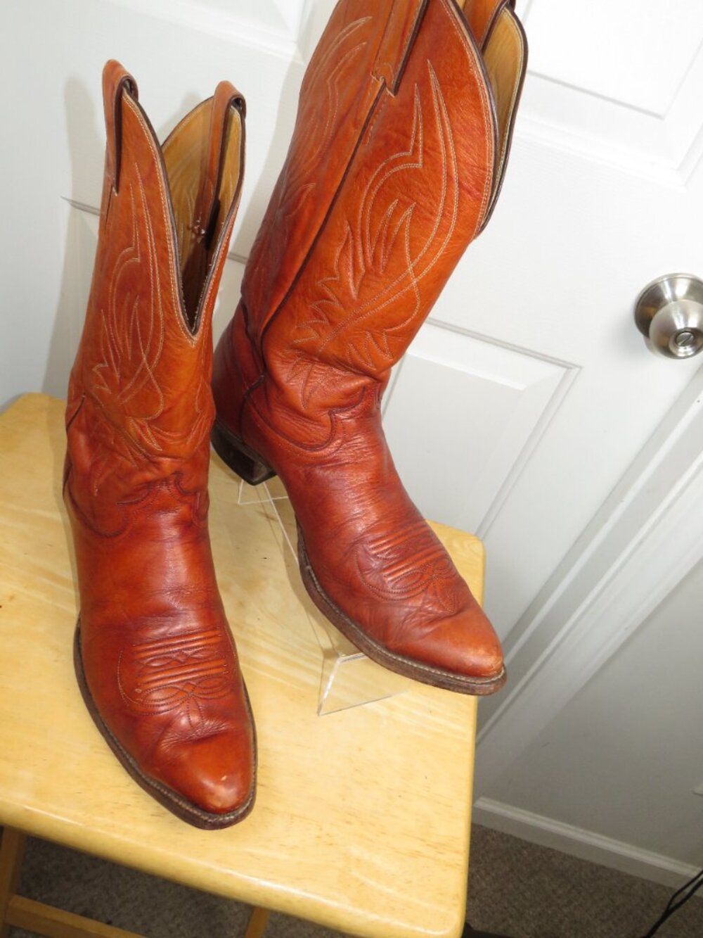 Vintage Justin Boots Men’s Size 13 D Style 2497 Tan Leather Cowboy Western USA - Picture 3 of 7